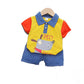 Bold N Elegant Dog Cartoon Print Cotton Half Sleeve Tricolor Polo Tshirt With Shorts For Baby Boy Kids Clothes (Yellow  Blue, 6