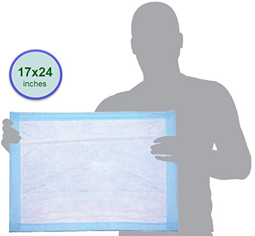 Disposable Baby Changing Pad Liner - Economy Pack 50 Count (17 X 24 Inch) - Waterproof Absorbent Blue Hospital Underpad For Inco