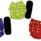 Kogar All In One Reusable Adjustable Washable Multicolour Diaper Nappy For Baby New Born To 2 Year(3 Diaper +3 Insert)