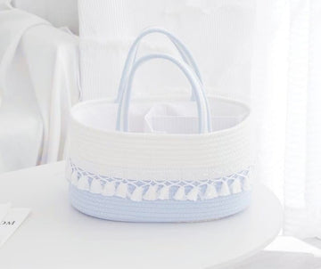 Byloom New Jute Rope Diaper Organizer 12 x 8 x 8 inchs (4 Pockets), Bathroom Storage Organizer for Diapers and Toiletries, White