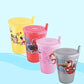 Glenoxzone Plastic Sipper Glasses with Straw and Lid (Multicolour) (4)