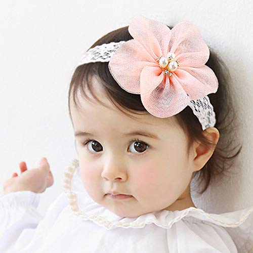 Kercisbeauty Baby Girls Flower Bows Headband Lace Headwear For Toddler Babies Elastic Adjustable Head Piece Wreath Halloween Hol