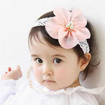 Kercisbeauty Baby Girls Flower Bows Headband Lace Headwear For Toddler Babies Elastic Adjustable Head Piece Wreath Halloween Hol
