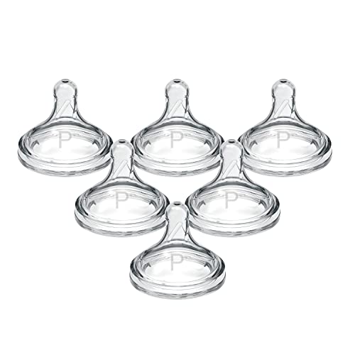 Dr. Brown'S Natural Flow Preemie Flow Wide-Neck Baby Bottle Silicone Nipple, Slowest Flow, 0M+, 100% Silicone Bottle Nipple, 6 P