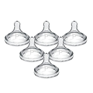 Dr. Brown'S Natural Flow Preemie Flow Wide-Neck Baby Bottle Silicone Nipple, Slowest Flow, 0M+, 100% Silicone Bottle Nipple, 6 P