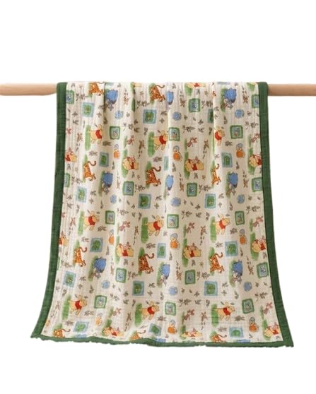 Baby Muslin Quilt Blanket with Print, Navy Blue (Green)