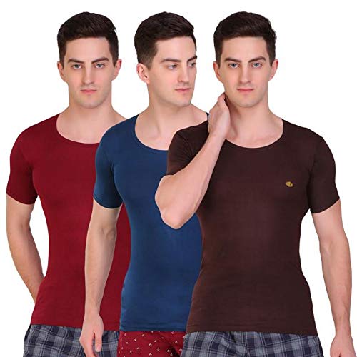 T.T. Men Solid Pack Of 3 Dyed Vest Assorted(Tit_Dyed_Rns_Po3_Nbs_95)