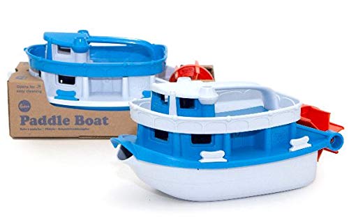 Green Toys Paddle Boat, Blue/Grey - Pretend Play, Motor Skills, Kids Bath Toy Floating Pouring Vehicle. No BPA, phthalates, PVC.