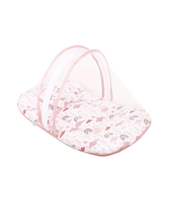 NUMUM Baby Bedding Set with Mosquito Net and Pillow | Soft Mattress Bedding Set for Babies | Lightweight Foldable Baby Sleeping 