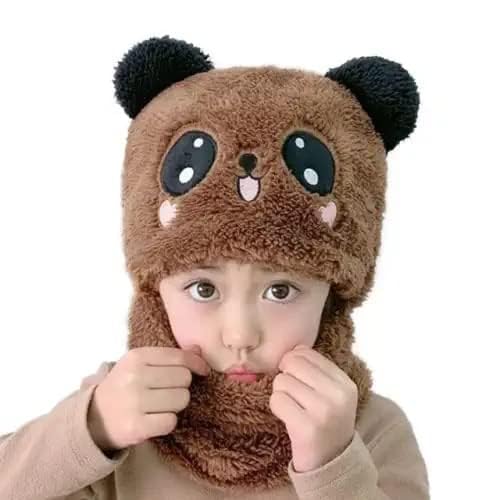 Topibaaz Cute Panda Cartoon Monkey Cap For Boys And Girls (Pack Of 1) | Age  6 Years To 12 Years |Free Size | Plush Wool | Wint
