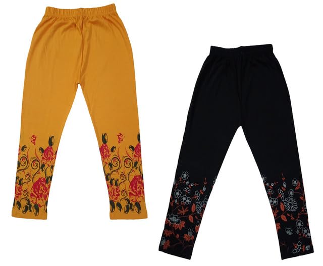 Girls Cotton Printed Capri 3/4th Leggings (Pack of 2) Multicolor70