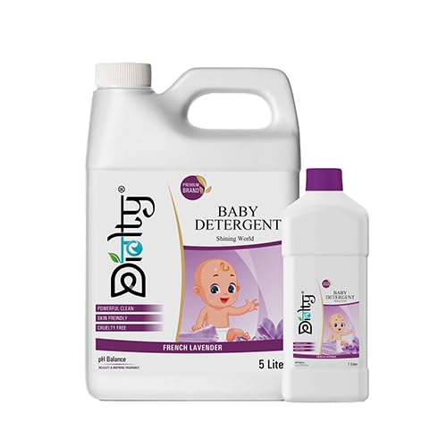 Diolty Hypoallergenic Baby Detergent 5+1L Pack | Removes Milk & Food Stains | Dermatologist Safe | Lavender Fresh | He & Hand Wa