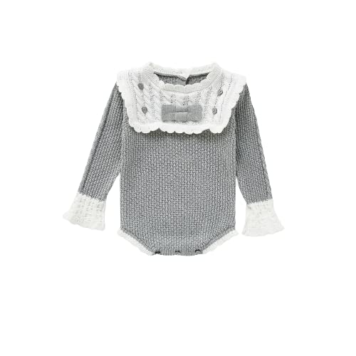 stylishbaby Baby Girls Full Sleeves Winter Top with Crochet Work (36 Months, Grey)