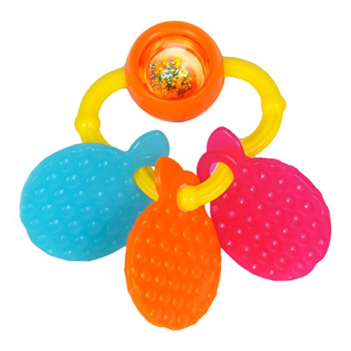 Giggles Funskool PlasticOrange Teether,Teether For Babies To Sooth Their Gums,Easy To Grasp And Chew With Rattle Sounds,3 Month