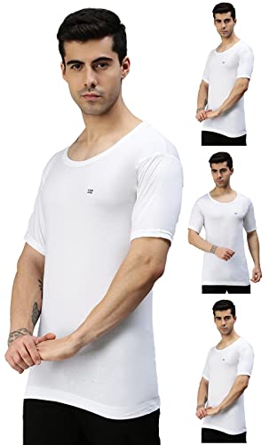 Lux Cozi MenS Cotton Vest (Pack Of 4) (8904209871381_Cozi_Wh_Rns_95_White)