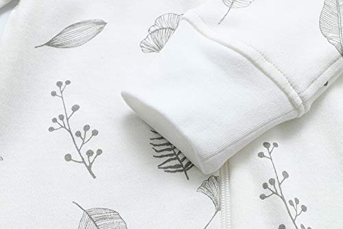 Owlivia Organic Cotton Baby Boy Girl Zip Up Sleep N Play, Footless, Long Sleeve(3-6 Months, Leaf)