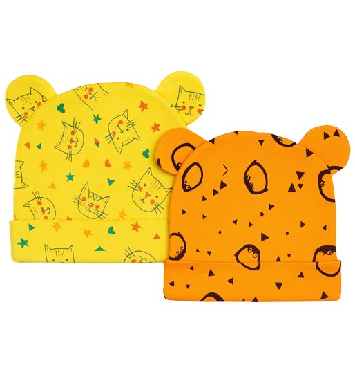 Baby Wish Baby Caps For Newborn 06 Months Knitted Cap For Infants Boys And Girls For Winter Unisex Cap For Babies  Cat Printed