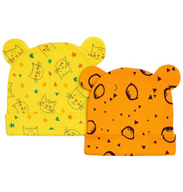 Baby Wish Baby Caps For Newborn 06 Months Knitted Cap For Infants Boys And Girls For Winter Unisex Cap For Babies  Cat Printed