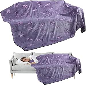 Brand Vogue Starry Dreams Glow in the Dark Blanket, Purple, Luminous Stars Pattern, Cozy Bedding for Kids and Adults