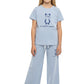 WEET Girls Cotton Printed Night Suit Set of Top & Palazo 001 (Sky Blue, 1516 Y)
