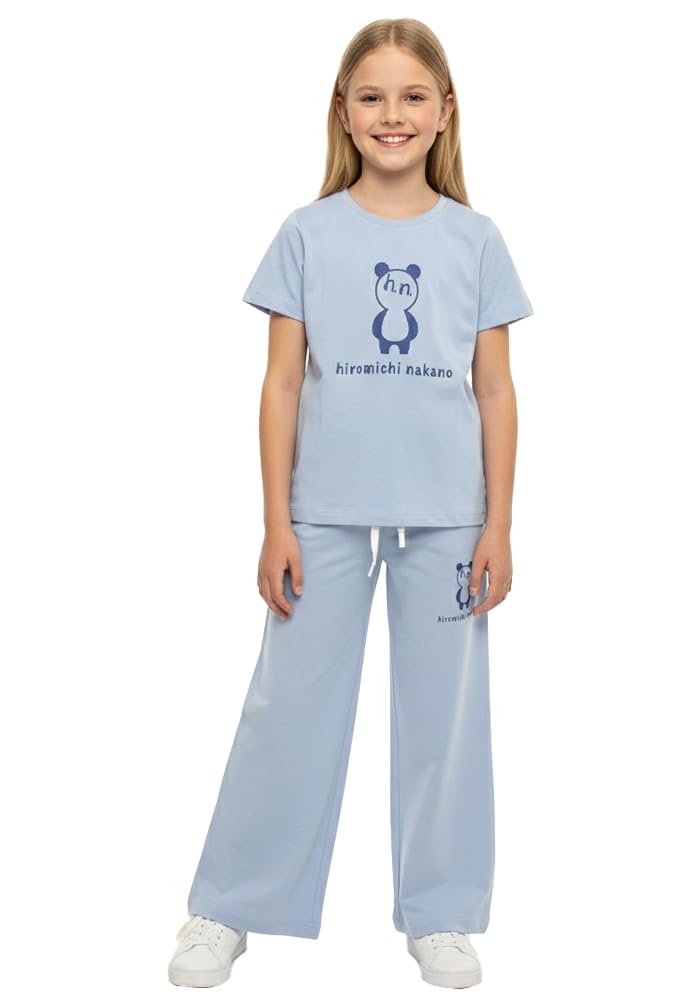 WEET Girls Cotton Printed Night Suit Set of Top & Palazo 001 (Sky Blue, 1516 Y)