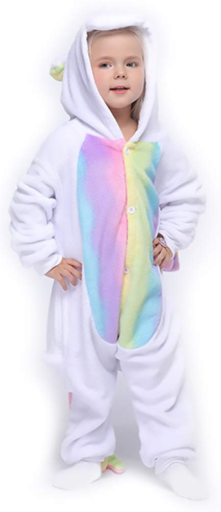 Easuit Rainbow Unicorn Costume Animal Pajamas Halloween Cosplay for Kids 8-10 EA-Unicorn14 C-rainbow Unicorn