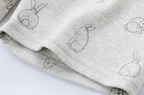 Owlivia Kids Pjs Set, Boys Girls Summer Short-Sleeve Sleepwear, 100% Organic Cotton Toddler Pajamas(3 Years, Rabbit Gray)