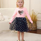 Toddler Tutu Dress Girls Baby Pink Sequin Heart Love Flower Tulle Long Sleeve Party Girl Valentines Day Dresses 18 24 Months