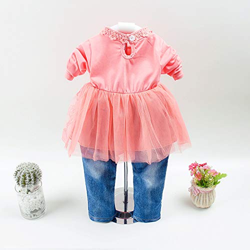 Peacolate 6M-4Years Spring Fall Baby Girls Clothing Set 3Pcs Long Sleeve Dress Denim Jacket And Jeans(Orange,6-12Months)