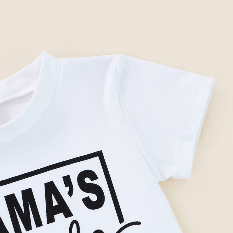 Toddler Baby Boy Clothes Letter Short Sleeve T Shirt Top Boys Shorts With Pocket Cute Summer Outfit 2Pcs Set (Mamas Man White,6-