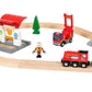 Brio 33815 Rescue Firefighter Set | 18 Piece Train Toy with a Fire Truck, Accessories and Wooden Tracks for Ages 3 and Up