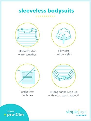 Simple Joys By Carter'S Baby Girls' Sleeveless Bodysuit, Pack Of 6, Multicolor/Floral/Forest Animals/Fruit, 3-6 Months