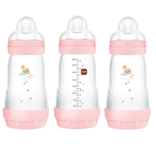 Mam Easy Start Anti-Colic Bottle , Baby Essentials, Medium Flow Bottles With Silicone Nipple, Baby Bottles For Baby Girl, Peach,