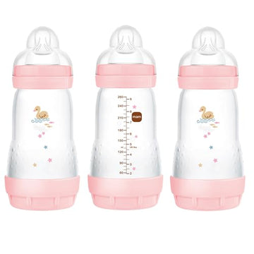 Mam Easy Start Anti-Colic Bottle , Baby Essentials, Medium Flow Bottles With Silicone Nipple, Baby Bottles For Baby Girl, Peach,