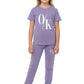 WEET Cotton Printed Night Suit for Girls | Top & Pajama Set 004 (Lavender, 1112 Y)