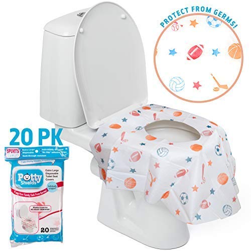 Disposable Toilet Seat Covers For Kids & Adults, 20 Pack - Extra Large, Waterproof, Portable, Individually Wrapped - Blue/Sports
