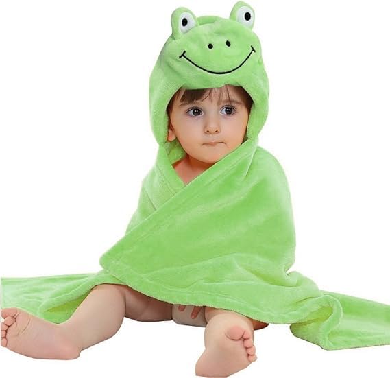 Nema NM Cute Fleece Animal Shape Hooded Baby Towel/Bathrobe Frog