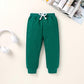 Happy Town Toddler Fall Outfits For Girl Boy Long Sleeve Hoodie Top And Long Sweatpants Set Toddler Sweatsuit (Solid Color-Black