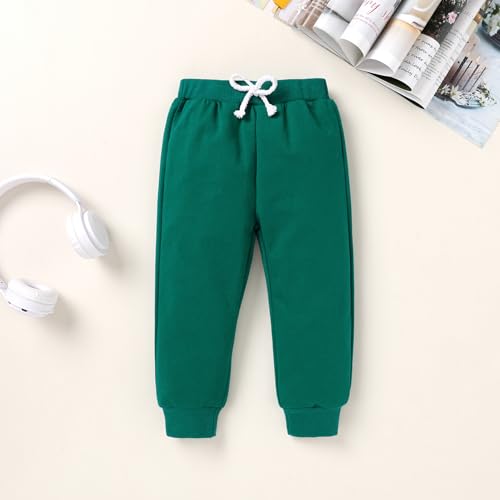 Happy Town Toddler Fall Outfits For Girl Boy Long Sleeve Hoodie Top And Long Sweatpants Set Toddler Sweatsuit (Solid Color-Black
