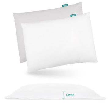 Thin 2 Pack Small Pillow with Pillowcase 13    x 18    X 1.2   , Toddler Pillows for Sleeping, Machine Washable Soft Travel Pill