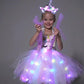 Shinyou Girls Unicorn Costume Dress Up Led Light Up Unicorn Tutu Birthday Outfit For Halloween Birthday Gift (Rainbow, 3-4Y)