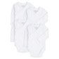 Baby Side Snap Bodysuit Set, Long Sleeve Cotton Boy Girl Kimono Onesie, 4 Pack - White-Long Sleeve, 6-12 Months