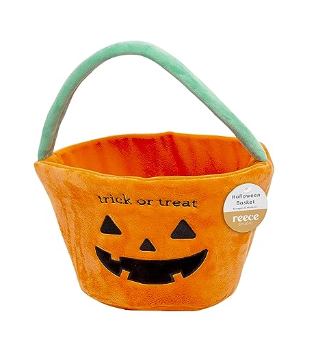 Reece Studio 'Trick Or Treat' Halloween Basket, Plush Pumpkin Trick Or Treat Candy Bag, Fall Pumpkin Tote For Baby Girl Or Baby
