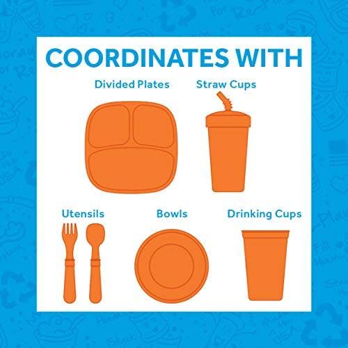 Re-Play Toddler Plates - 22 Oz. Deep-Walled Flat Kids Plates - Dishwasher & Microwave Safe - Made in USA - Set of 4-7.37 x 7.37