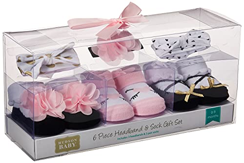 Hudson Baby Unisex Baby Headband And Socks Gift Set, Heart, 0-9 M