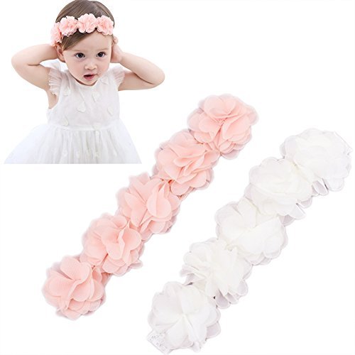 Baby Elastic Chiffon Flower Headbands Princess Girls Hand Sewing Beads Flower Headwear (Xw1005)