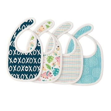 Tidy Sleep Muslin Pure Cotton 3 Layer Baby Bibs, Ultra Soft Skin Friendly Pure Cotton Baby Bibs Assorted Colour Pack Of 4