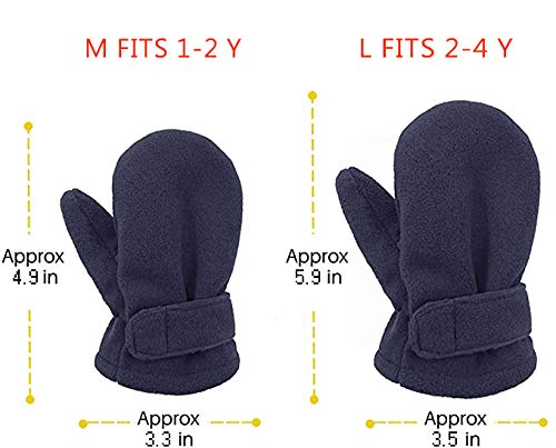 Baby Toddler Mittens Boys Girls Winter Outdoor Gloves Kids Easy-On Fleece Warm Mittens Pink Rose Black 3 Pairs M(1-2 Years)