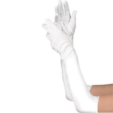 Elegant Long Polyester White Gloves For Kids - Pack Of 1 - Perfect For Dress-Up, Costumes, & Formal Events