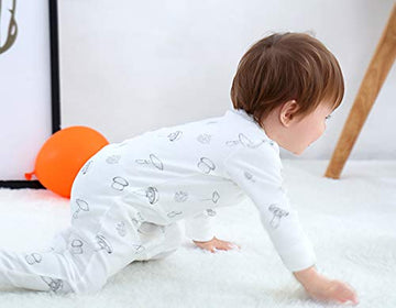 Owlivia Organic Cotton Baby Boy Girl Zip Up Sleep N Play, Footless, Long Sleeve(12-18 Months, Mushroom)